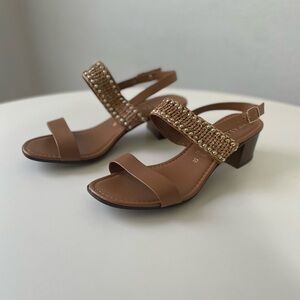 Italian Shoemakers Caramel Sandal with Block Heel